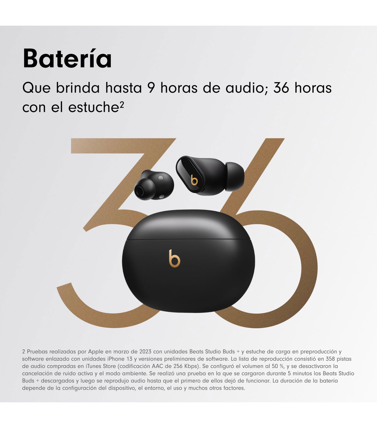 Audífonos Inalámbricos Bluetooth Beats Studio Buds + Negro, Oro